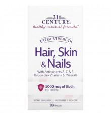 21st Century, Hair, Skin & Nails, Extra Strength, 90 Tablets
