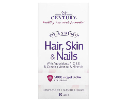 21st Century, Hair, Skin & Nails, Extra Strength, 90 Tablets 21st Century, Hair, Skin & Nails, Extra Strength, 90 Tablets