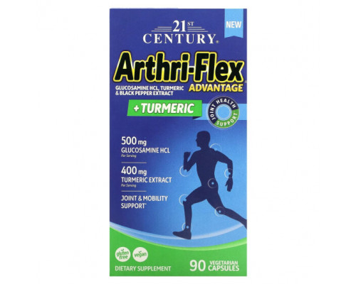 Для мышц и суставов 21st Century, Arthri-Flex Advantage + куркума, 90 вегетарианских капсул Для мышц и суставов 21st Century, Arthri-Flex Advantage + куркума, 90 вегетарианских капсул