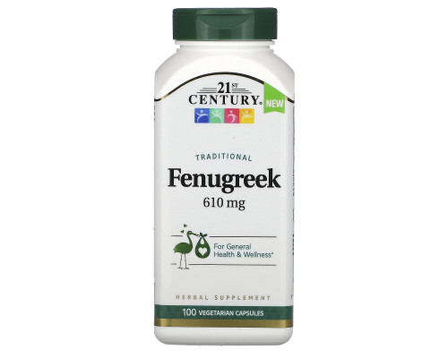 21st Century, Whole Herb Fenugreek, 610 mg, 100 Vegetarian Capsules 21st Century, Whole Herb Fenugreek, 610 mg, 100 Vegetarian Capsules