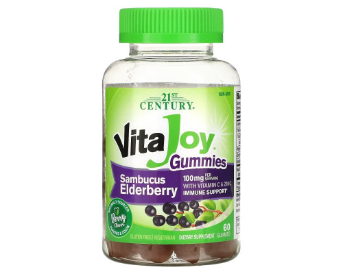 21st Century, VitaJoy Gummies, Sambucus Elderberry, 60 Vegetarian Gummies 21st Century, VitaJoy Gummies, Sambucus Elderberry, 60 Vegetarian Gummies