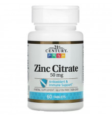 21st Century, Zinc Citrate, 50 mg, 60 Tablets