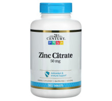 21st Century, Zinc Citrate, 50 mg, 360 Tablets