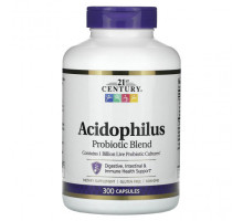 Пребиотики и пробиотики 21st Century, Acidophilus, смесь пробиотиков, 300 капсул