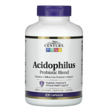 Пребиотики и пробиотики 21st Century, Acidophilus, смесь пробиотиков, 300 капсул