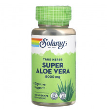 Алоэ вера Solaray, True Herbs Super Aloe Vera, 8000 мг, 100 растительных капсул