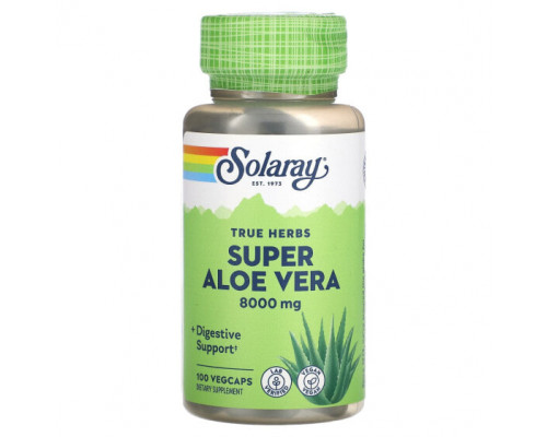Алоэ вера Solaray, True Herbs Super Aloe Vera, 8000 мг, 100 растительных капсул Алоэ вера Solaray, True Herbs Super Aloe Vera, 8000 мг, 100 растительных капсул