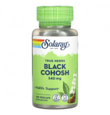 Женское здоровье Solaray, True Herbs, черный кохош, 540 мг, 100 растительных капсул