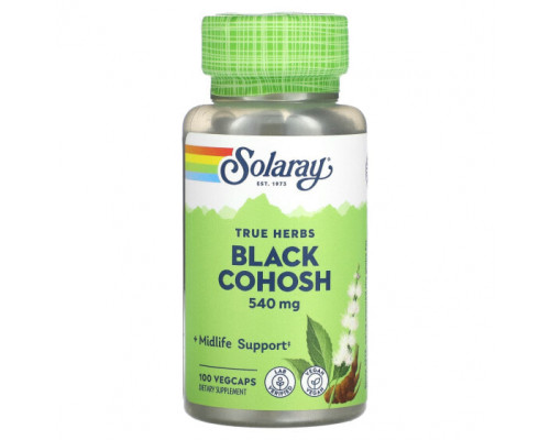 Женское здоровье Solaray, True Herbs, черный кохош, 540 мг, 100 растительных капсул Женское здоровье Solaray, True Herbs, черный кохош, 540 мг, 100 растительных капсул