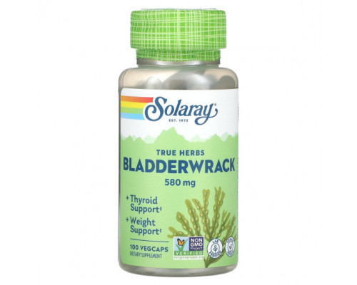 Растительные экстракты и настойки Solaray, True Herbs, Bladderwrack, 580 мг, 100 растительных капсул Растительные экстракты и настойки Solaray, True Herbs, Bladderwrack, 580 мг, 100 растительных капсул