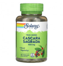 Для пищеварительной системы Solaray, True Herbs, каскара саграда, 450 мг, 180 вегетарианских капсул