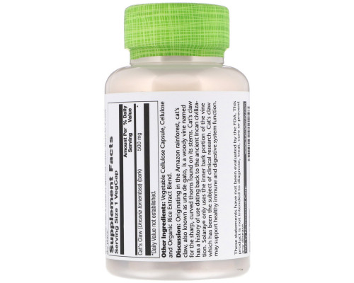 Solaray, Cat's Claw, 500 mg, 100 VegCaps Solaray, Cat's Claw, 500 mg, 100 VegCaps