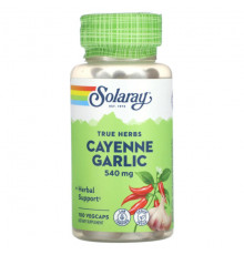 Чеснок Solaray, True Herbs, кайенский чеснок, 540 мг, 100 вегетарианских капсул