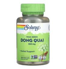 Растительные экстракты и настойки Solaray, True Herbs, Dong Quai, 550 мг, 180 растительных капсул
