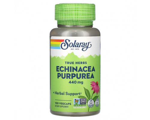 Эхинацея Solaray, True Herbs, эхинацея пурпурная, 440 мг, 100 растительных капсул Эхинацея Solaray, True Herbs, эхинацея пурпурная, 440 мг, 100 растительных капсул