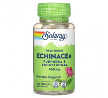 Эхинацея Solaray, True Herbs, эхинацея, пурпурная и узколистная, 460 мг, 100 растительных капсул