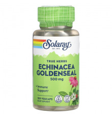 Эхинацея Solaray, True Herbs, эхинацея желтокорень, 500 мг, 100 растительных капсул