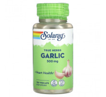 Чеснок Solaray, True Herbs, чеснок, 500 мг, 100 растительных капсул