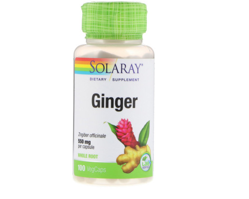 Solaray, Ginger, 550 mg, 100 VegCaps Solaray, Ginger, 550 mg, 100 VegCaps