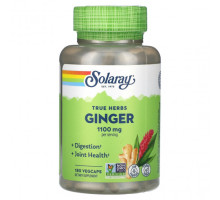 Имбирь и куркума Solaray, True Herbs, имбирь, 1100 мг, 180 капсул на растительной основе