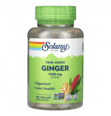 Имбирь и куркума Solaray, True Herbs, имбирь, 1100 мг, 180 капсул на растительной основе