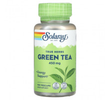 Зеленый кофе и гуарана Solaray, True Herbs, зеленый чай, 450 мг, 100 вегетарианских капсул