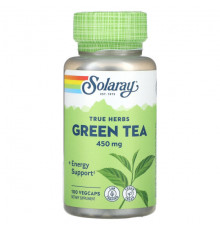 Зеленый кофе и гуарана Solaray, True Herbs, зеленый чай, 450 мг, 100 вегетарианских капсул