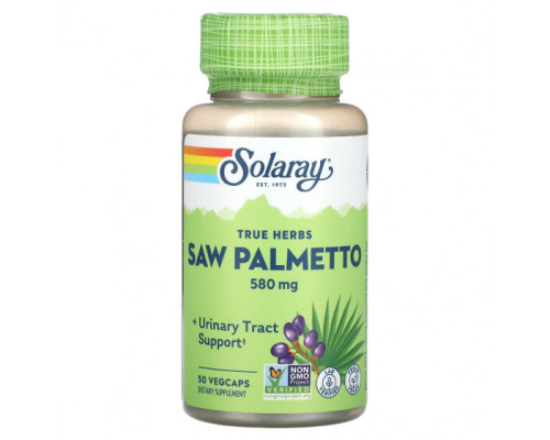 Мужское здоровье Solaray, True Herbs Saw Palmetto, 580 мг, 50 вегетарианских капсул Мужское здоровье Solaray, True Herbs Saw Palmetto, 580 мг, 50 вегетарианских капсул