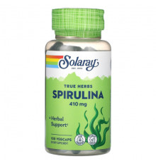 Водоросли Solaray, True Herbs, спирулина, 410 мг, 100 вегетарианских капсул
