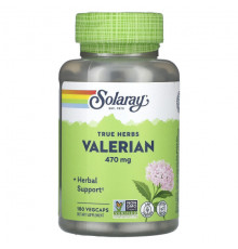 Для здорового сна Solaray, True Herbs, валериана, 470 мг, 180 растительных капсул