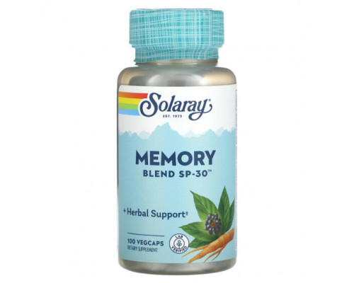 Улучшение памяти и работы мозга Solaray, Memory Blend SP-30, 100 VegCaps Улучшение памяти и работы мозга Solaray, Memory Blend SP-30, 100 VegCaps