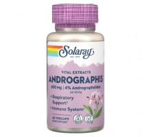 От гриппа и простуды Solaray, Vital Extracts, Andrographis, 300 мг, 60 растительных капсул