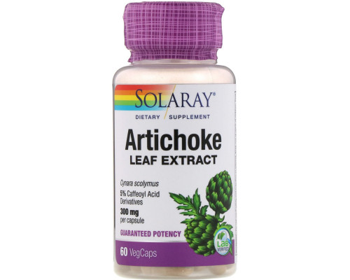 Solaray, Artichoke Leaf Extract, 300 mg, 60 Vegcaps Solaray, Artichoke Leaf Extract, 300 mg, 60 Vegcaps
