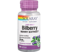 Solaray, Bilberry, One Daily, 30 Easy-To-Swallow Capsules