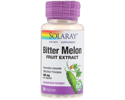 Solaray, Bitter Melon Fruit Extract, 500 mg, 30 VegCaps Solaray, Bitter Melon Fruit Extract, 500 mg, 30 VegCaps