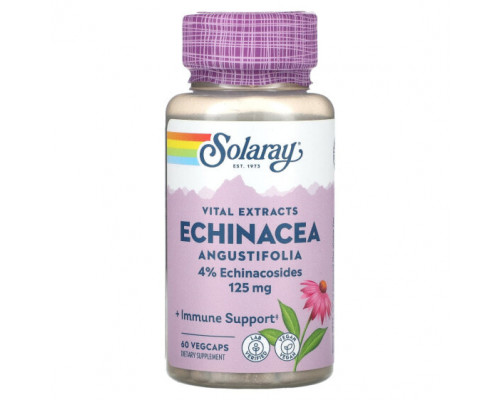 Эхинацея Solaray, Vital Extracts, Echinacea Angustifolia, 125 mg, 60 VegCaps Эхинацея Solaray, Vital Extracts, Echinacea Angustifolia, 125 mg, 60 VegCaps