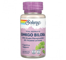 Гинкго Билоба Solaray, Vital Extracts, гинкго билоба, 60 растительных капсул