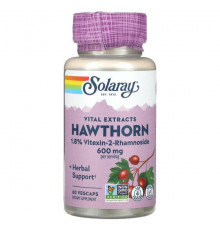 Для сердца и сосудов Solaray, Vital Extracts Hawthorn, 300 мг, 60 VEGCAPS