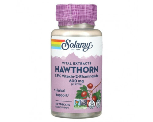 Для сердца и сосудов Solaray, Vital Extracts Hawthorn, 300 мг, 60 VEGCAPS Для сердца и сосудов Solaray, Vital Extracts Hawthorn, 300 мг, 60 VEGCAPS