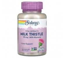 Для здоровья печени Solaray, Vital Extracts, расторопша, 175 мг, 120 растительных капсул
