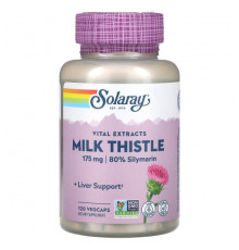 Для здоровья печени Solaray, Vital Extracts, расторопша, 175 мг, 120 растительных капсул