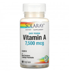Solaray, Dry Form Vitamin A, 25,000 IU, 60 VegCaps