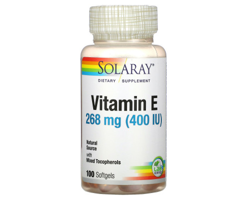 Solaray, Vitamin E , 400 IU, 100 Softgels Solaray, Vitamin E , 400 IU, 100 Softgels