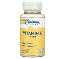 Solaray, Vitamin K, 100 mcg, 100 Tablets