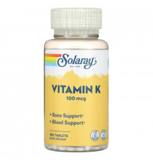 Solaray, Vitamin K, 100 mcg, 100 Tablets