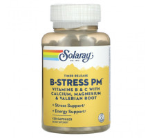 Витамины группы B Solaray, Витамин B-Stress PM с замедленным высвобождением, 120 капсул
