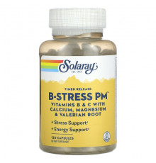 Витамины группы B Solaray, Витамин B-Stress PM с замедленным высвобождением, 120 капсул