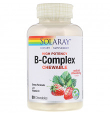 Solaray, High Potency B-Complex Chewable, Natural Strawberry Flavor, 50 Chewables