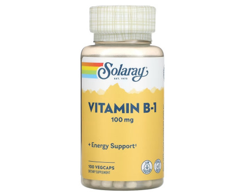 Solaray, Vitamin B-1, 100 mg, 100 VegCaps Solaray, Vitamin B-1, 100 mg, 100 VegCaps