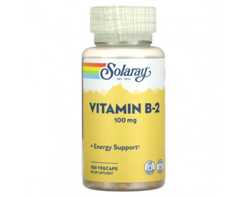 Витамины группы B Solaray, Витамин B2, 100 мг, 100 VEGCAPS Витамины группы B Solaray, Витамин B2, 100 мг, 100 VEGCAPS
